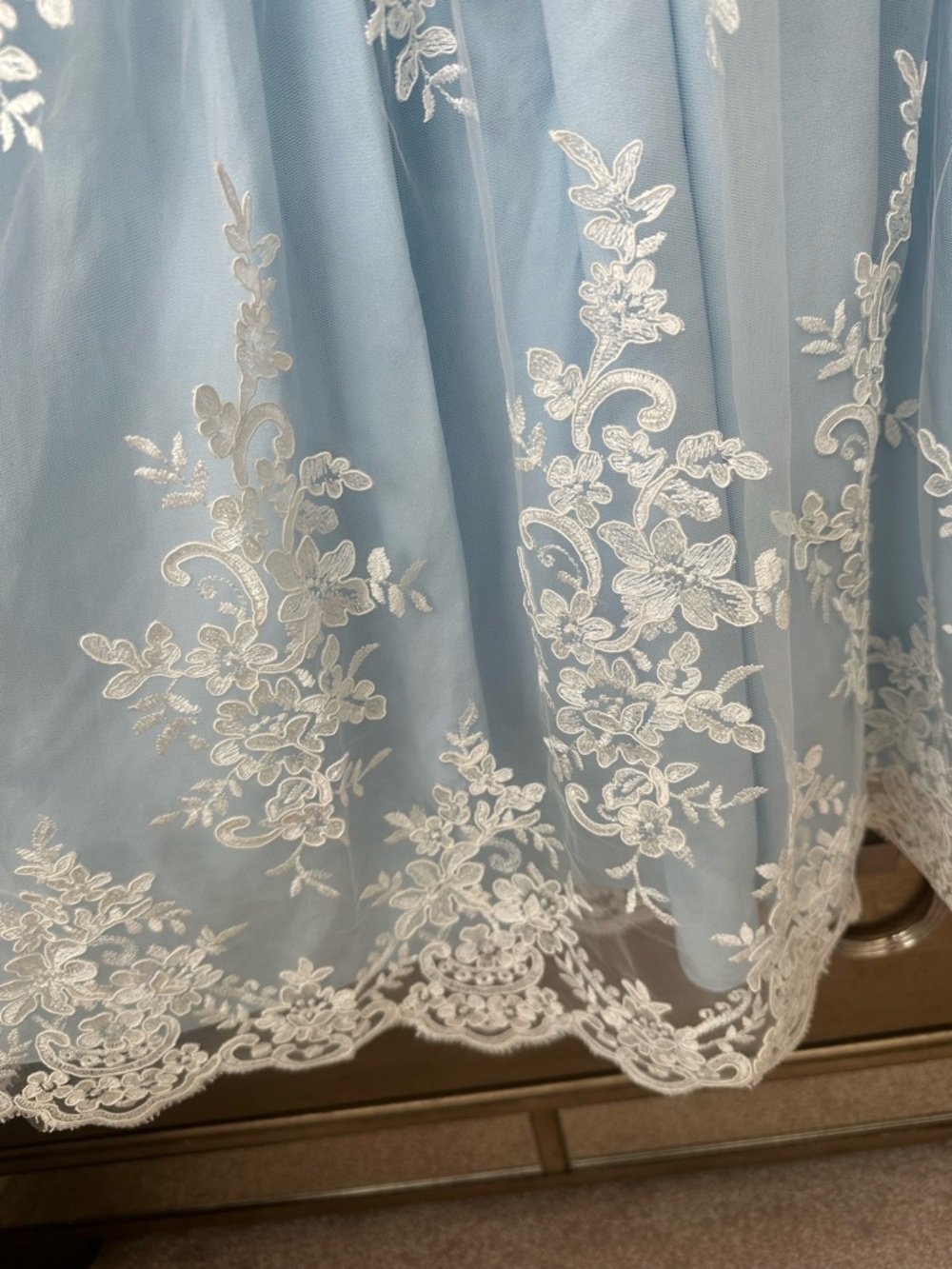 Custom Made Baby Shower Dress 👗 Light Blue Lace Embroidered Dress - Picture 7 of 9